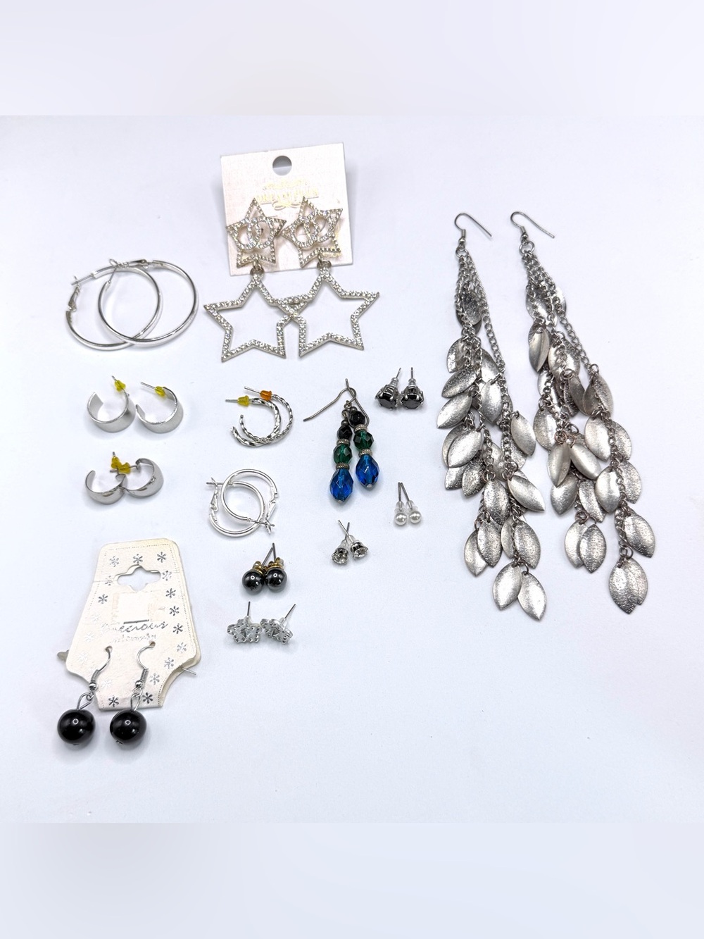 Silvertone Earring Lot 14 pairs all *New*